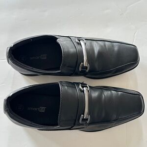 SmartFit Boys’ Black Slip-On Dress Loafers with Size 4.5, Skid Resistant